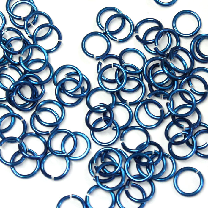 SHINY ROYAL BLUE 5mm 18 GA Jump Rings / 5 Gram Pack (approx 130) / sawcut round open anodized aluminum