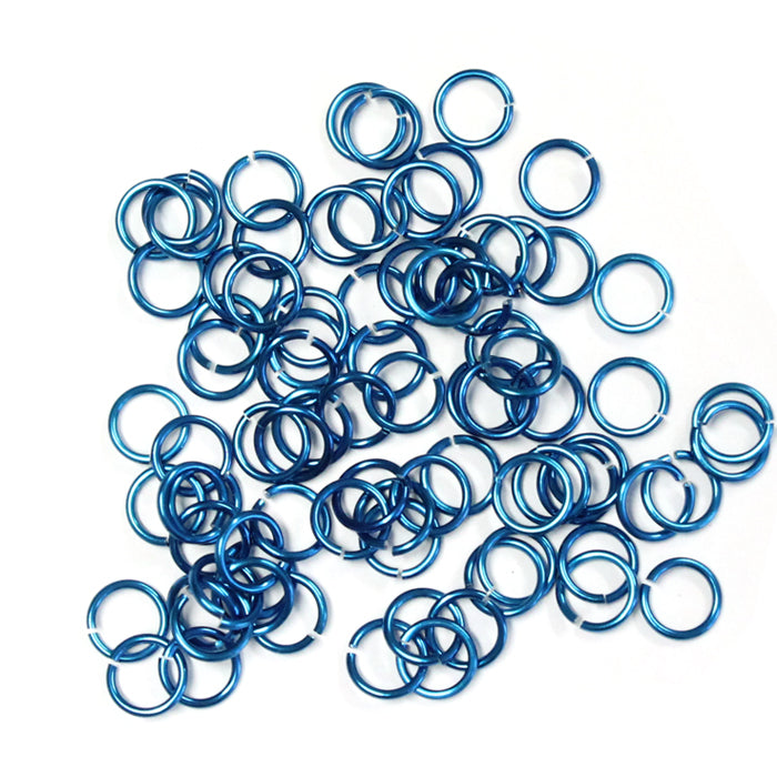 SHINY ROYAL BLUE 4mm 20 GA Jump Rings / 5 Gram Pack (approx 240) / sawcut round open anodized aluminum