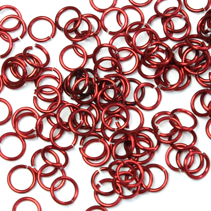 SHINY RED 5mm 18 GA Jump Rings / 5 Gram Pack (approx 130) / sawcut round open anodized aluminum