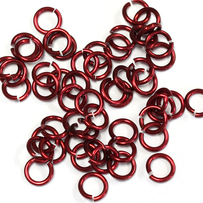 SHINY RED 4mm 18 GA AWG Jump Rings / 5 Gram Pack (approx 150) / sawcut round open anodized aluminum