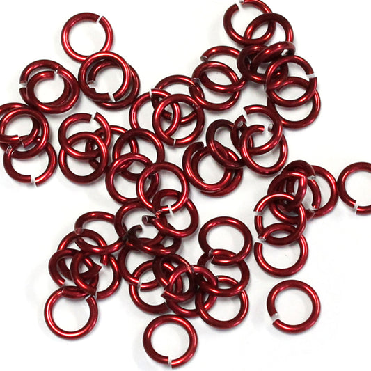 SHINY RED 4mm 18 GA AWG Jump Rings / 5 Gram Pack (approx 150) / sawcut round open anodized aluminum
