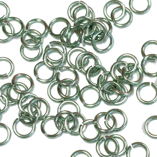SHINY SEAFOAM 4mm 18 GA AWG Jump Rings / 5 Gram Pack (approx 150) / sawcut round open anodized aluminum