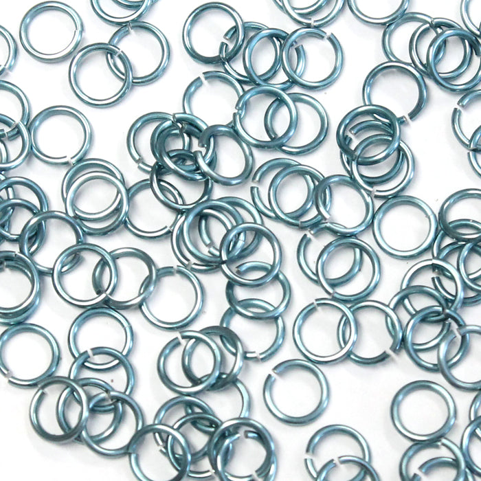 SHINY SKY BLUE 5mm 18 GA Jump Rings / 5 Gram Pack (approx 130) / sawcut round open anodized aluminum