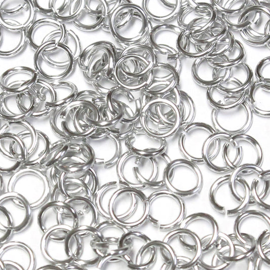 SHINY SILVER 4mm 18 GA AWG Jump Rings / 5 Gram Pack (approx 150) / sawcut round open anodized aluminum