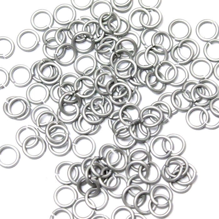 MATTE SILVER 3.4mm 20 GA Jump Rings / 5 Gram Pack (approx 275) / sawcut round open anodized aluminum