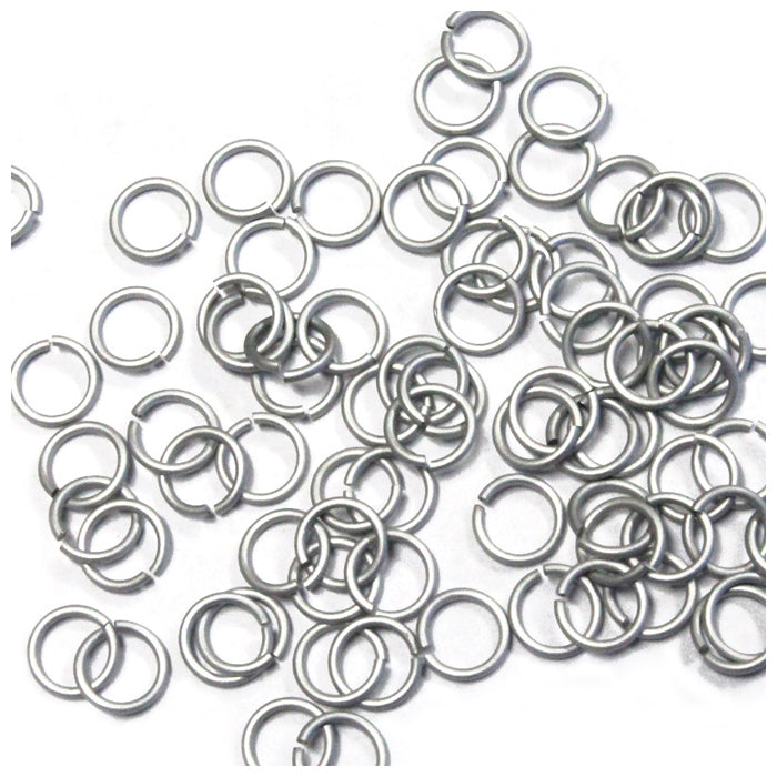 MATTE SILVER 4mm 20 GA Jump Rings / 5 Gram Pack (approx 240) / sawcut round open anodized aluminum