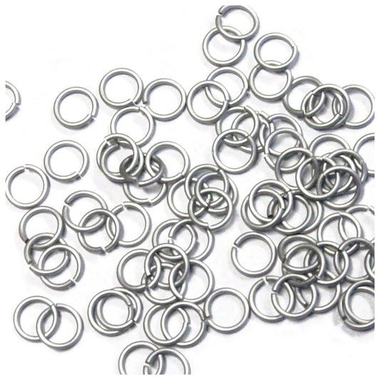 MATTE SILVER 4mm 20 GA Jump Rings / 5 Gram Pack (approx 240) / sawcut round open anodized aluminum