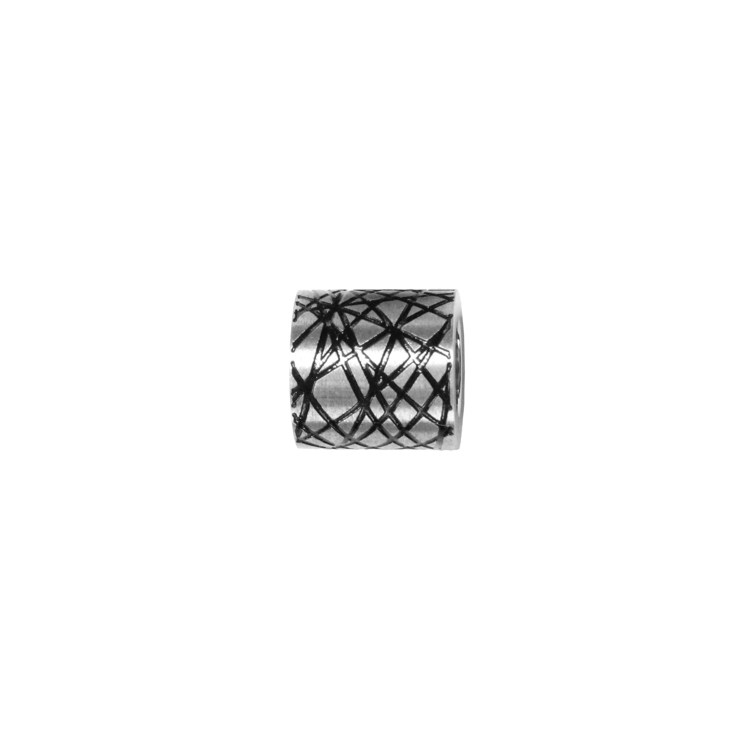 Geometric Stainless Steel Cylinder Bead / sold individually / silver color / 10 x 10 x 6mm ID / electroplated finish