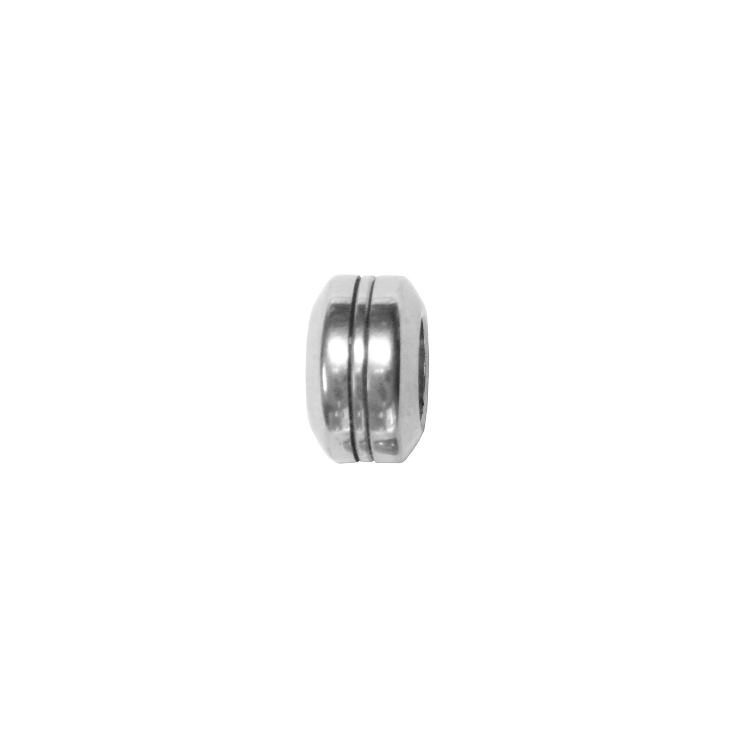 Ribbed Stainless Steel Spacer Bead / sold individually / silver color / 11 x 6.5 x 6mm ID / electroplated finish
