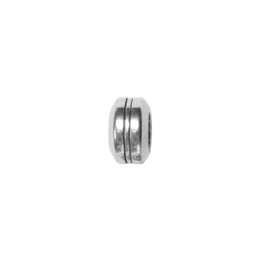 Ribbed Stainless Steel Spacer Bead / sold individually / silver color / 11 x 6.5 x 6mm ID / electroplated finish