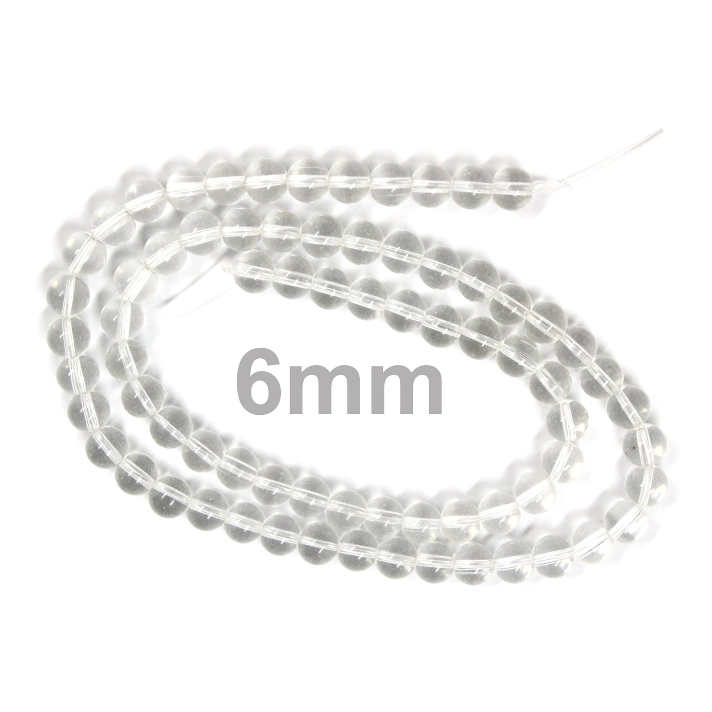 6mm Rock Crystal / 16" Strand / man-made / smooth round stone beads