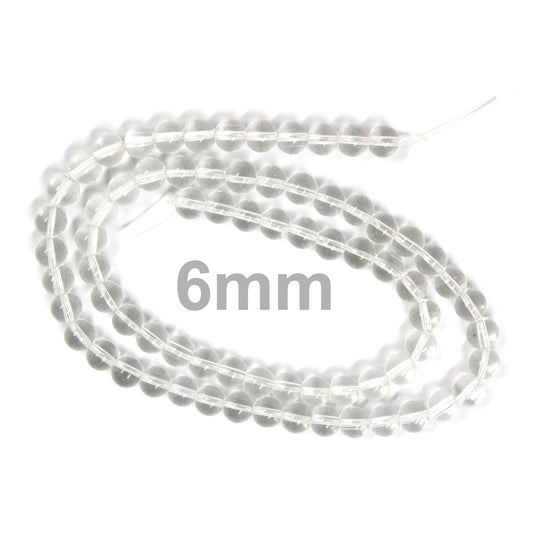 6mm Rock Crystal / 16" Strand / man-made / smooth round stone beads