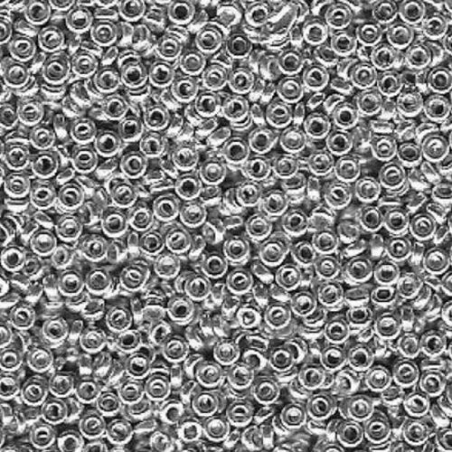 SPR2-4201 Silver Duracoat Galvanized Miyuki Spacer Seed Beads / 2.2mm x 1mm / 10 gram bag