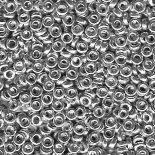 SPR3-4201 Silver Duracoat Galvanized Miyuki Spacer Seed Beads / 3mm x 1.3mm / 10 gram bag