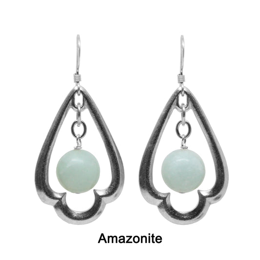 Kit for Trefoil Earrings with pewter trefoils and gemstone of your choice / includes step-by-step instructions / tools sold separately