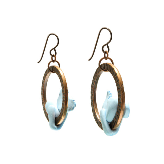 Koala Earrings / 50mm length / antique copper niobium hook earwires