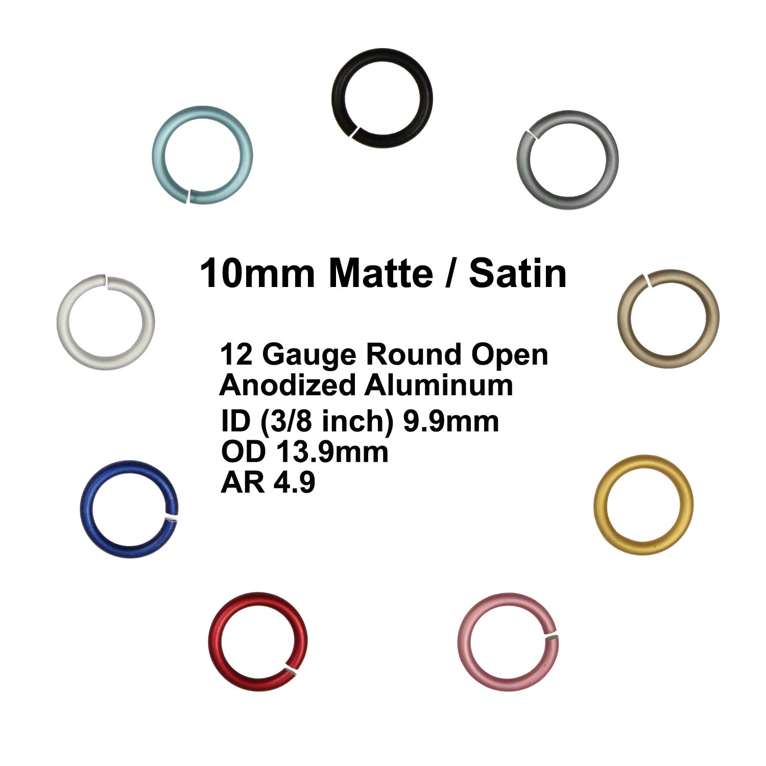 MATTE 10mm - 12 GA Jump Rings