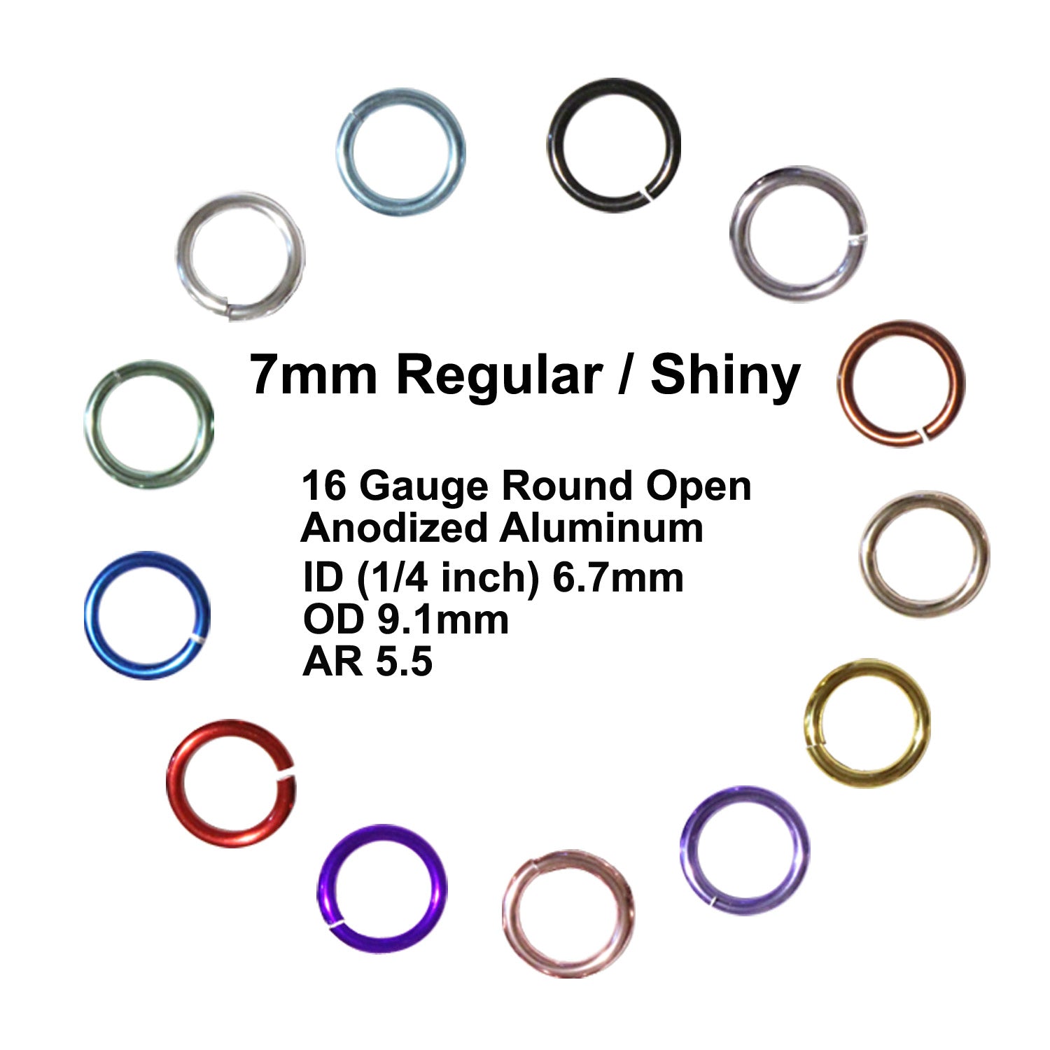 SHINY 7mm - 16 GA Jump Rings