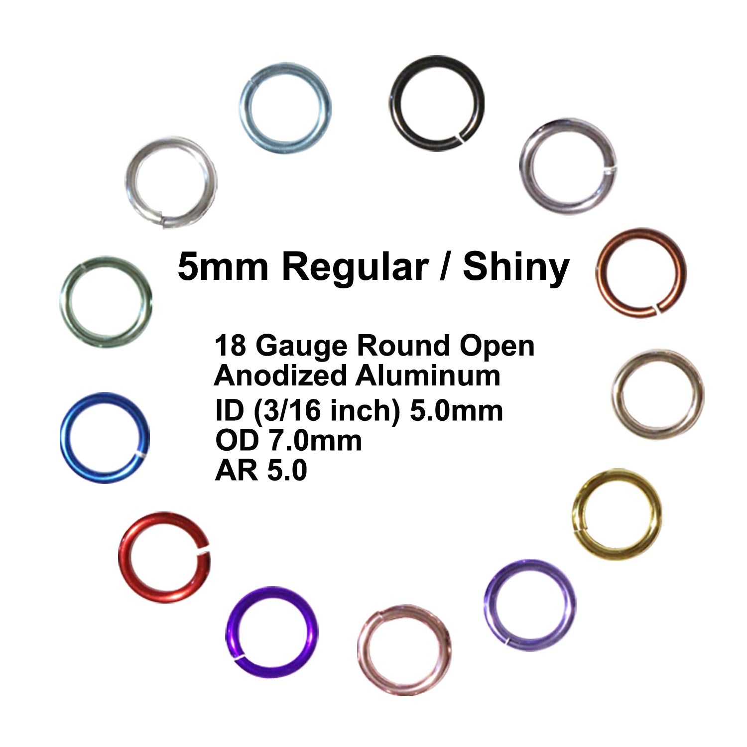 SHINY 5mm - 18 GA Jump Rings