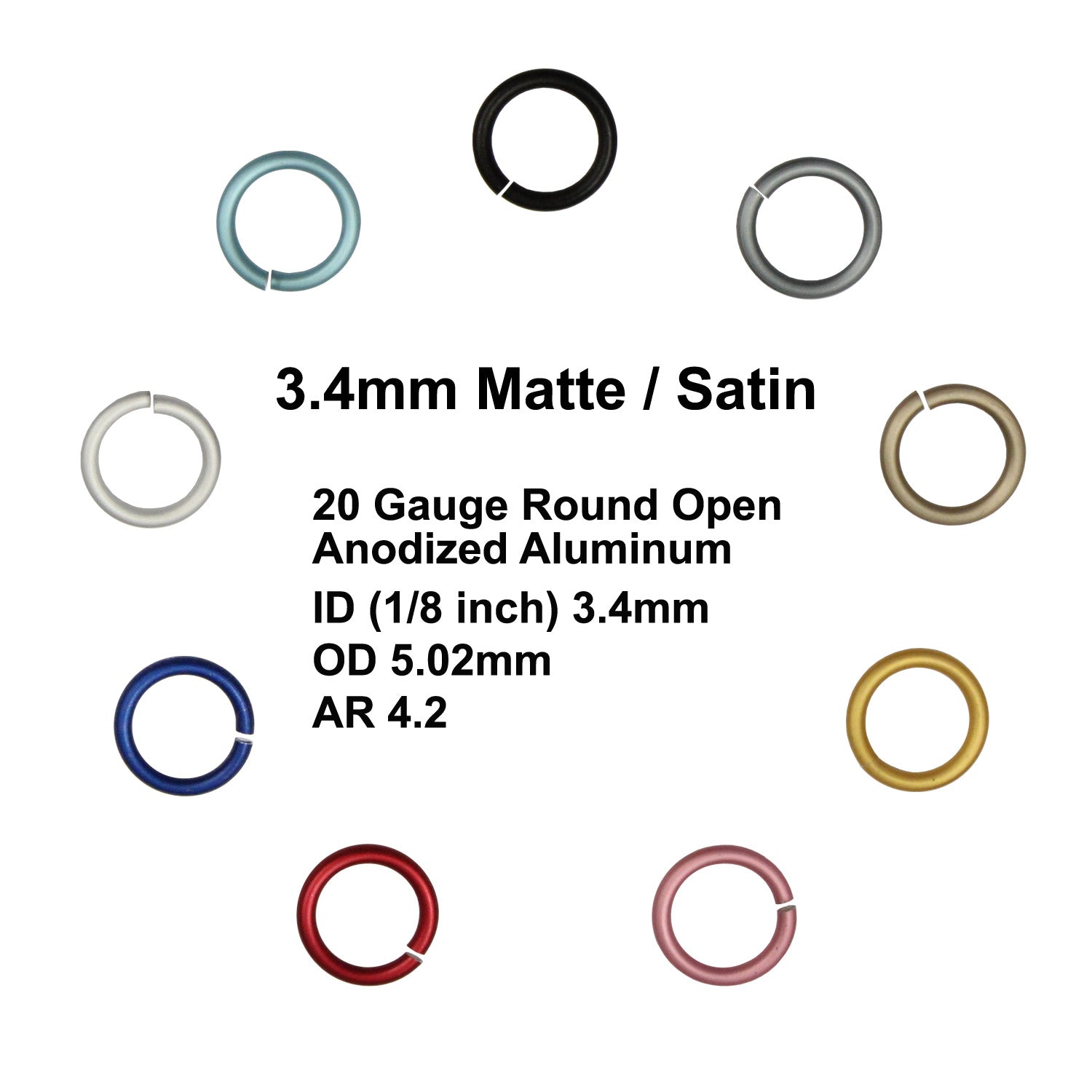 MATTE 3.4mm - 20 GA Jump Rings