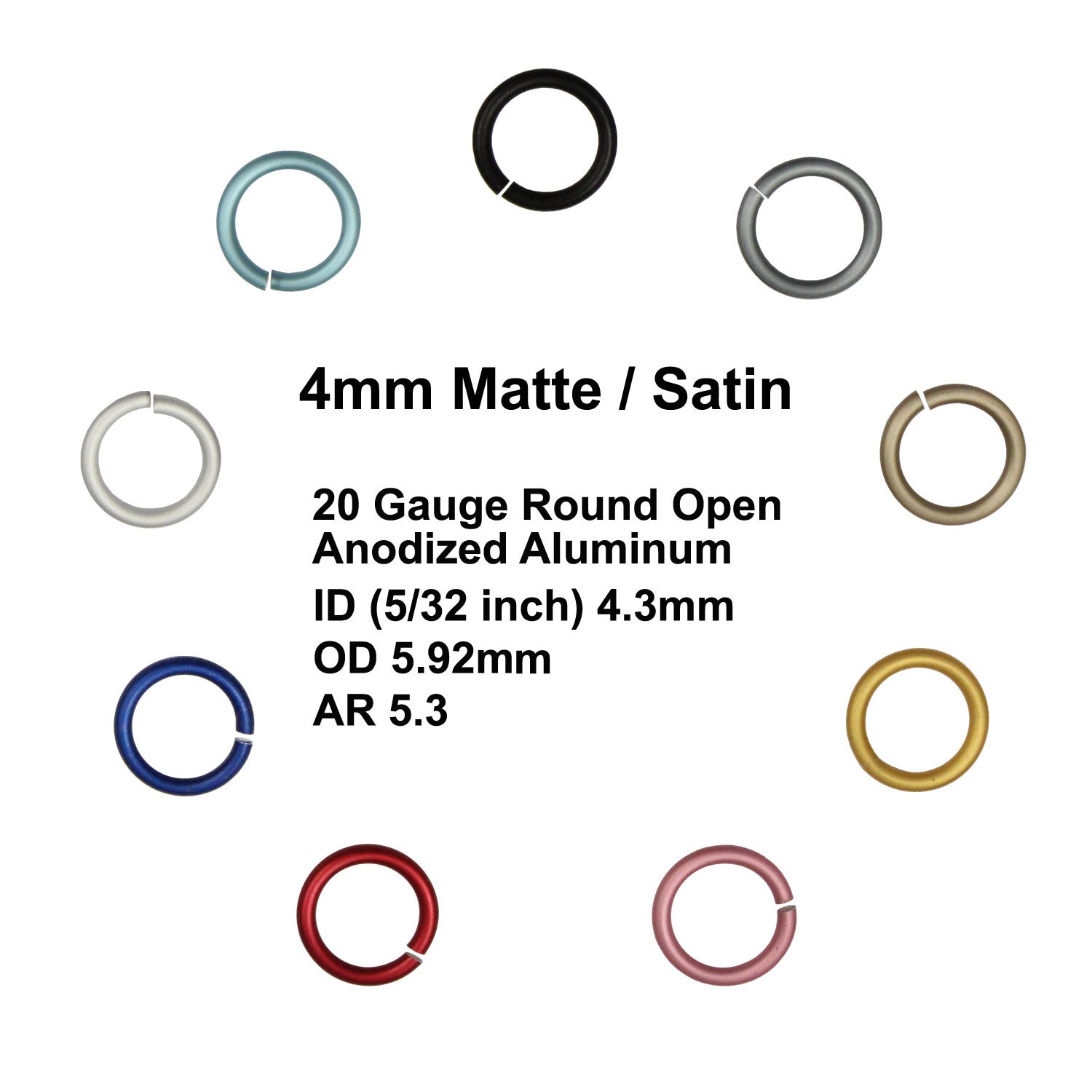 MATTE 4mm - 20 GA Jump Rings