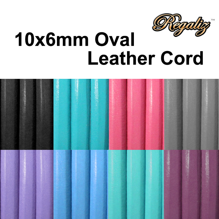 10 x 6mm Oval - Regaliz Leather Cord