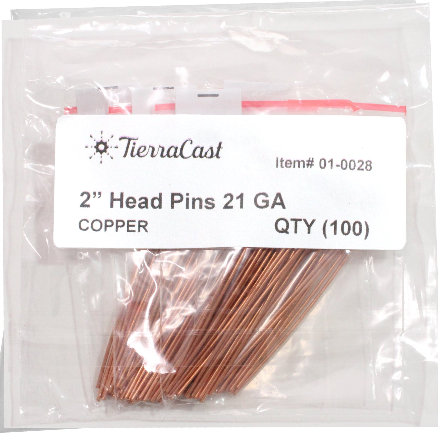BRIGHT COPPER TierraCast Head Pin 22 gauge 2 inch length / 100 Pack