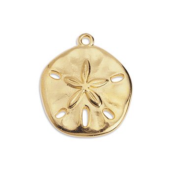 21mm Sand Dollar Charm / Gold 24K Plated Zamak / made in EU