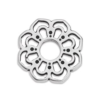 Rotunda Flower Motif Link / Antique Silver Zamak / 24mm floral connector charm / made in EU