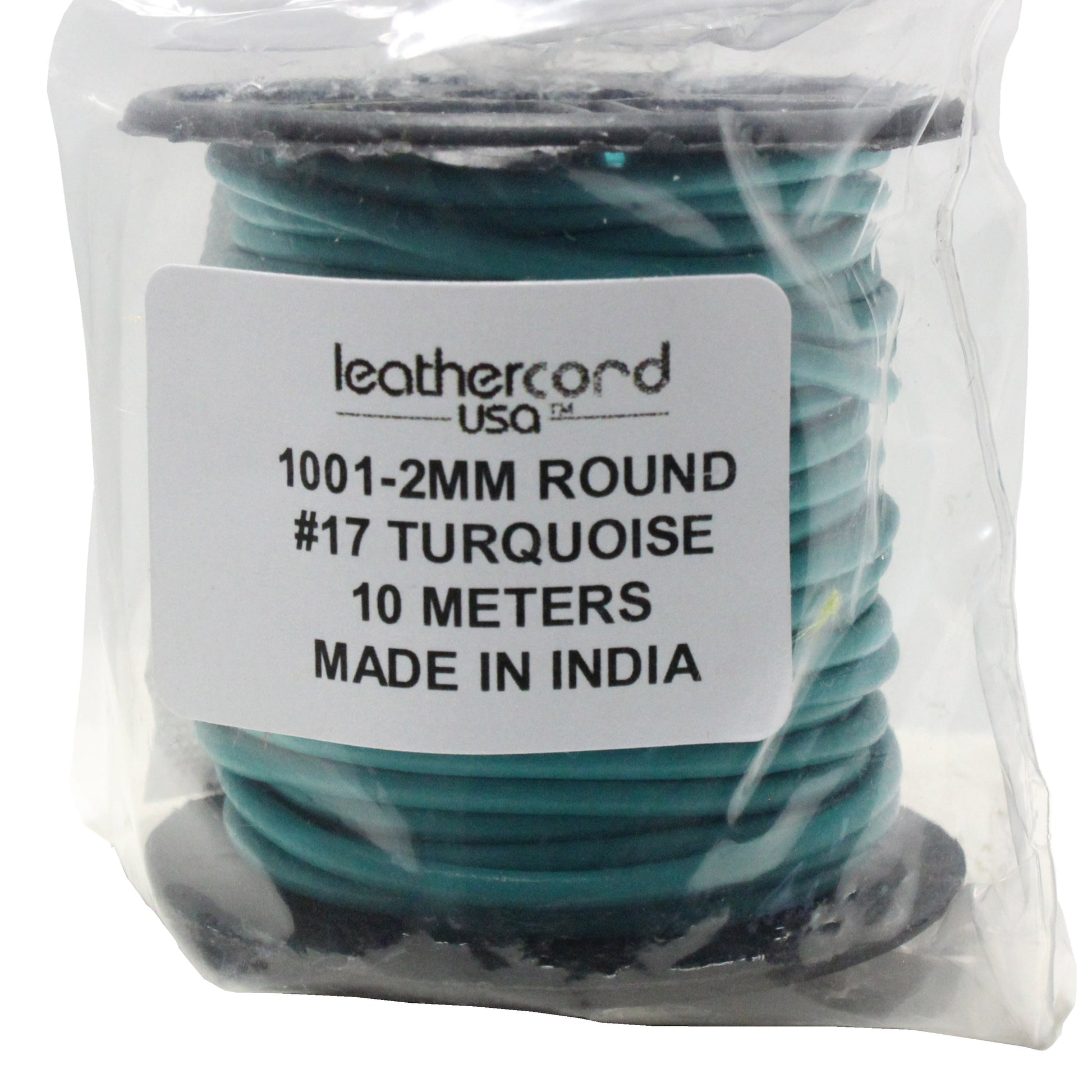 TURQUOISE 2mm Round Leather Cord / 10m roll
