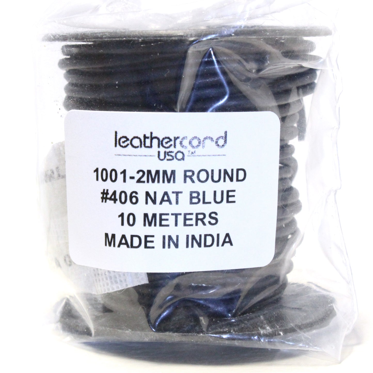 NATURAL BLUE 2mm Round Leather Cord / 10m roll