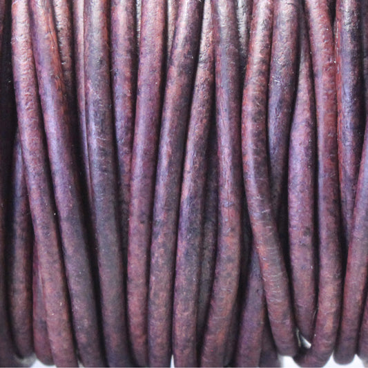 NATURAL VIOLET 2mm Round Leather Cord