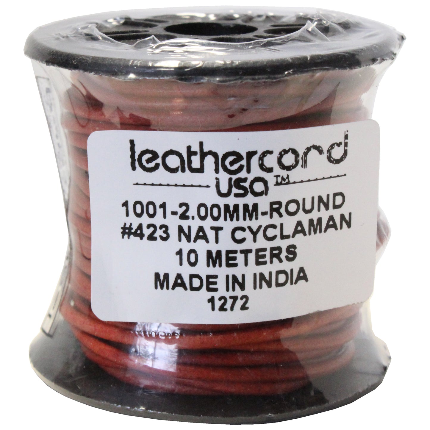 NATURAL CYCLAMEN 2mm Round Leather Cord / 10m Roll