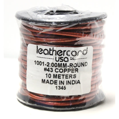 METALLIC COPPER 2mm Round Leather Cord / 10m roll