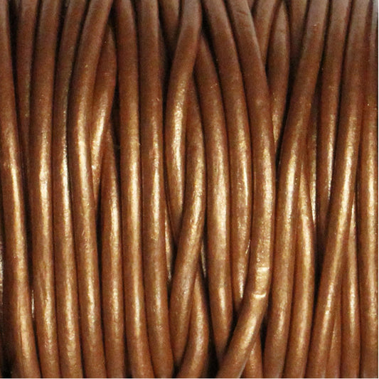 METALLIC BRONZE 2mm Round Leather Cord