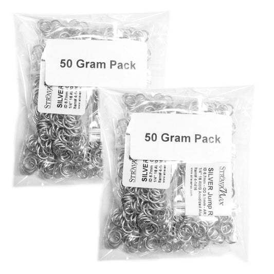 SHINY SILVER 7mm 16 GA AWG Jump Rings / 100 Gram Pack / sawcut round open anodized aluminum / for chainmail jewelry