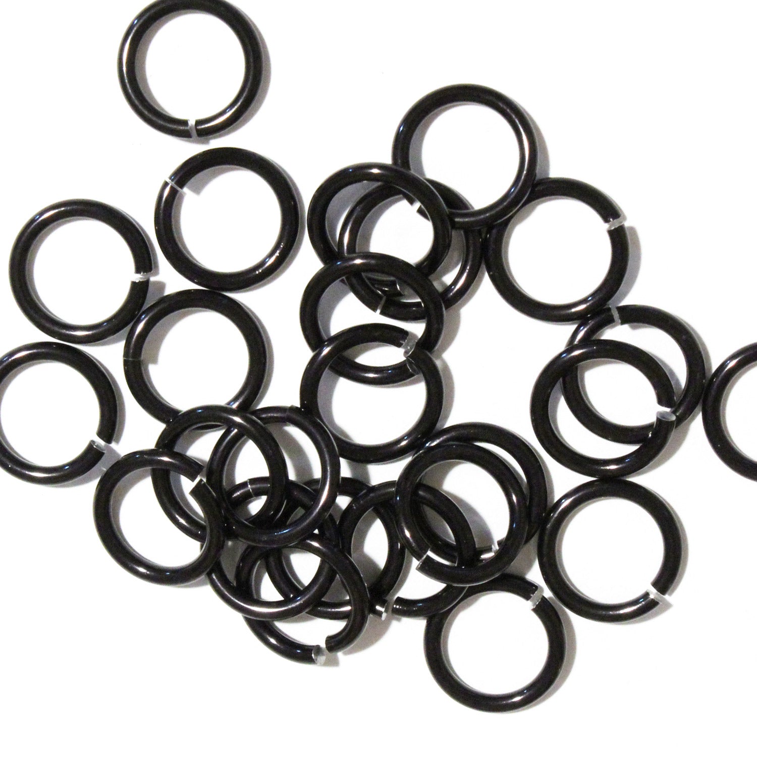 SHINY BLACK 10mm 12 GA Jump Rings