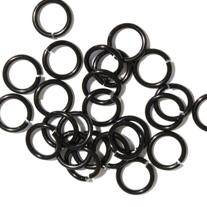 SHINY BLACK 10mm 12 GA Jump Rings
