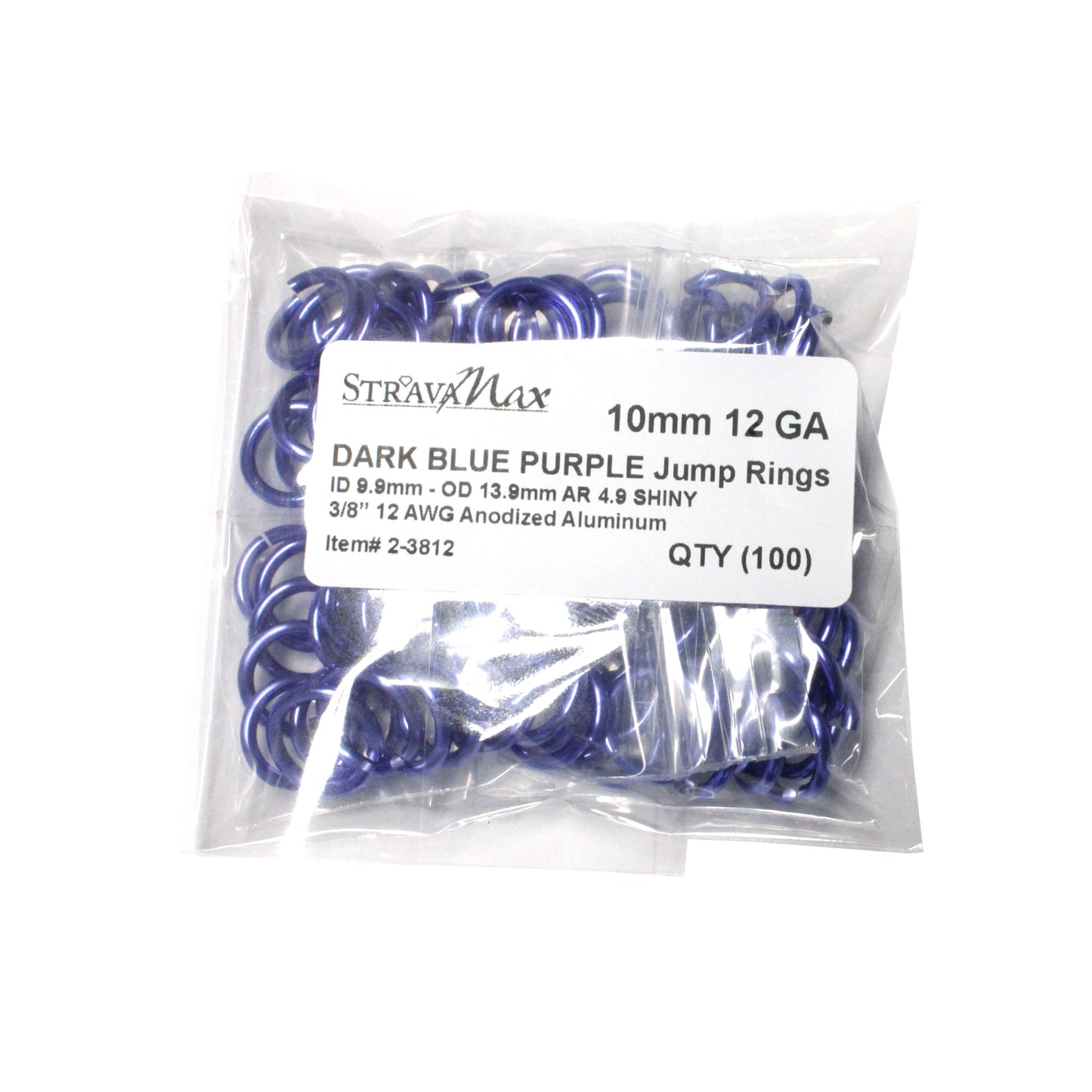 SHINY DARK BLUE PURPLE 10mm 12 GA Jump Rings / 100 Pack