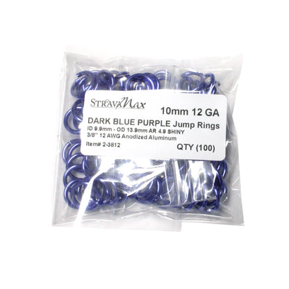 SHINY DARK BLUE PURPLE 10mm 12 GA Jump Rings / 100 Pack