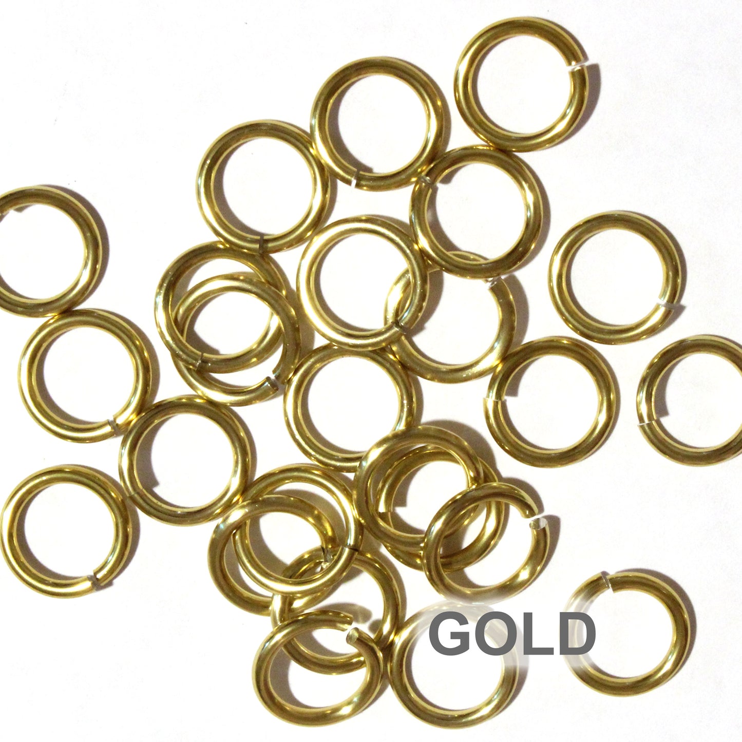 SHINY GOLD 10mm 12 GA Jump Rings 