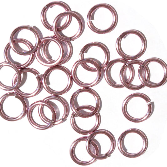 SHINY PINK 10mm 12 GA Jump Rings / sawcut round open anodized aluminum / for chainmail jewelry