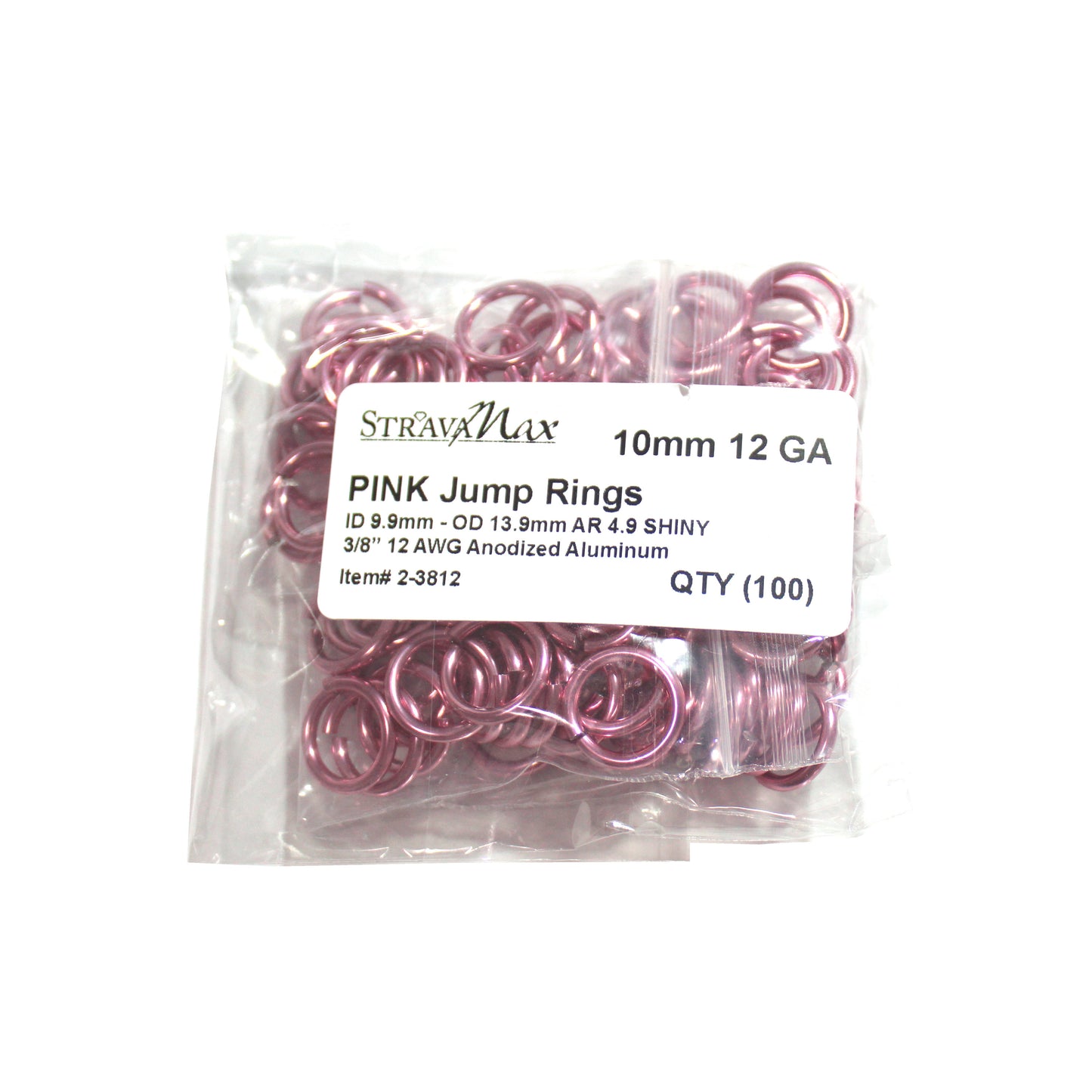 SHINY PINK 10mm 12 GA Jump Rings / 100 Pack