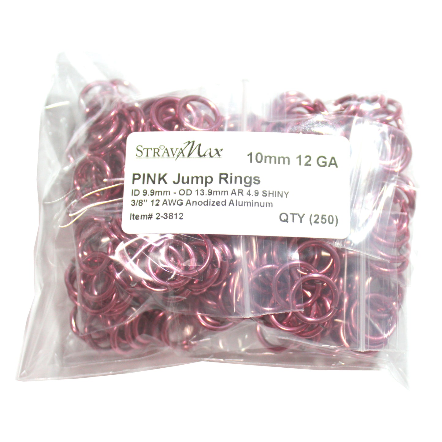 SHINY PINK 10mm 12 GA Jump Rings / 250 Pack