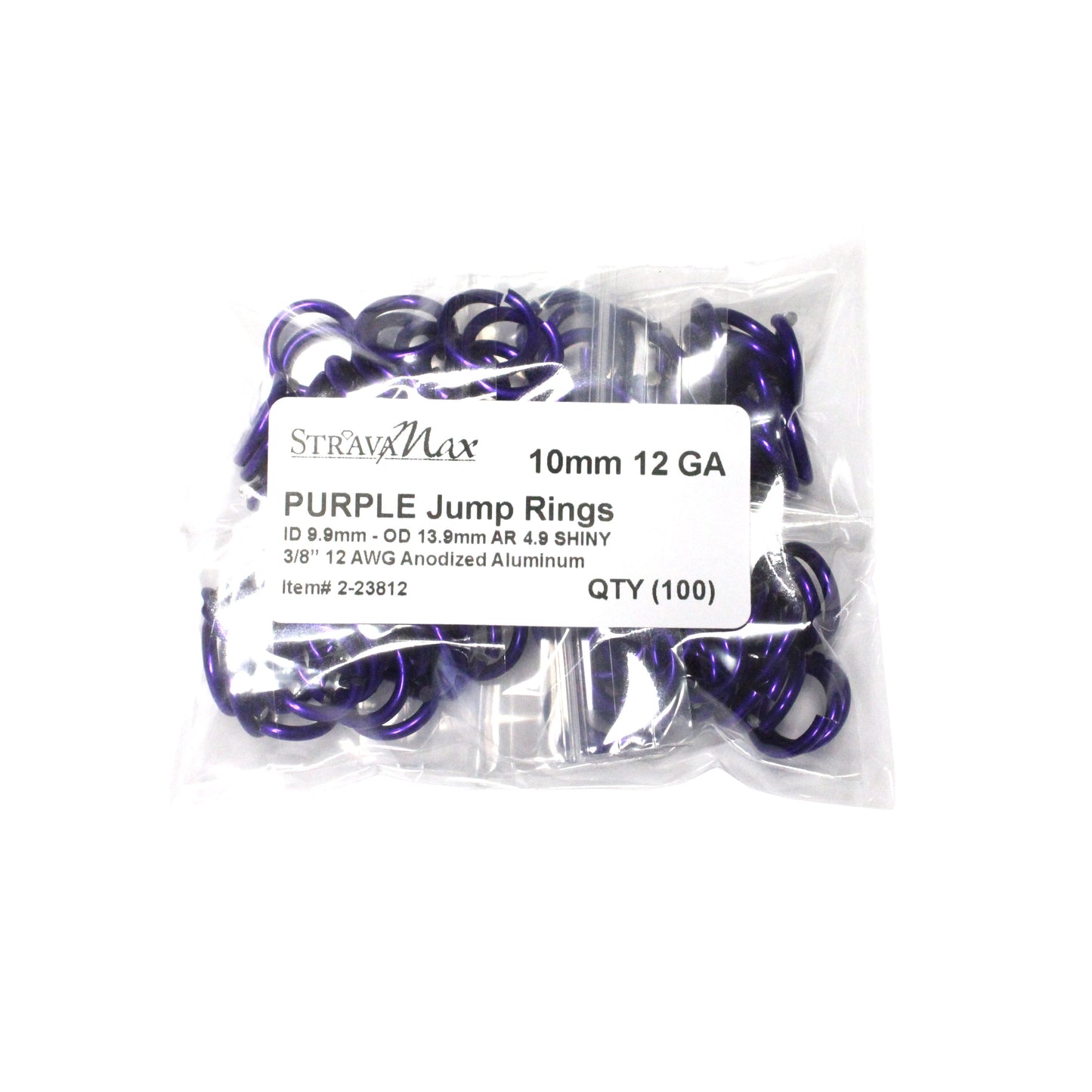 SHINY PURPLE 10mm 12 GA Jump Rings - 100 Pack