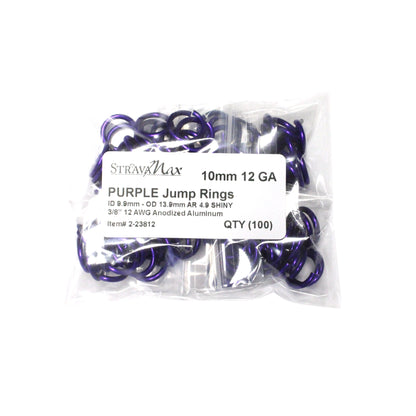 SHINY PURPLE 10mm 12 GA Jump Rings - 100 Pack