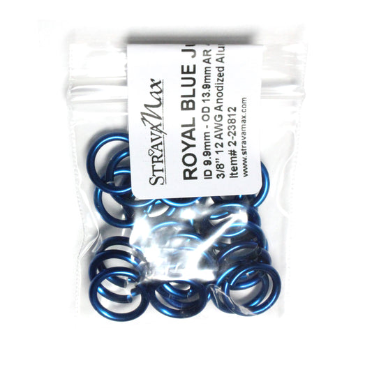 SHINY ROYAL BLUE 10mm 12 GA Jump Rings / 25 Pack / sawcut round open anodized aluminum