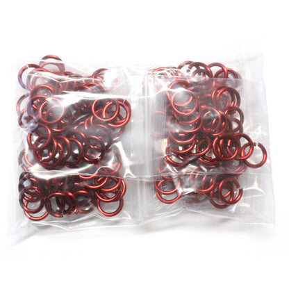 SHINY RED 10mm 12 GA Jump Rings / 250 Pack / sawcut round open anodized aluminum