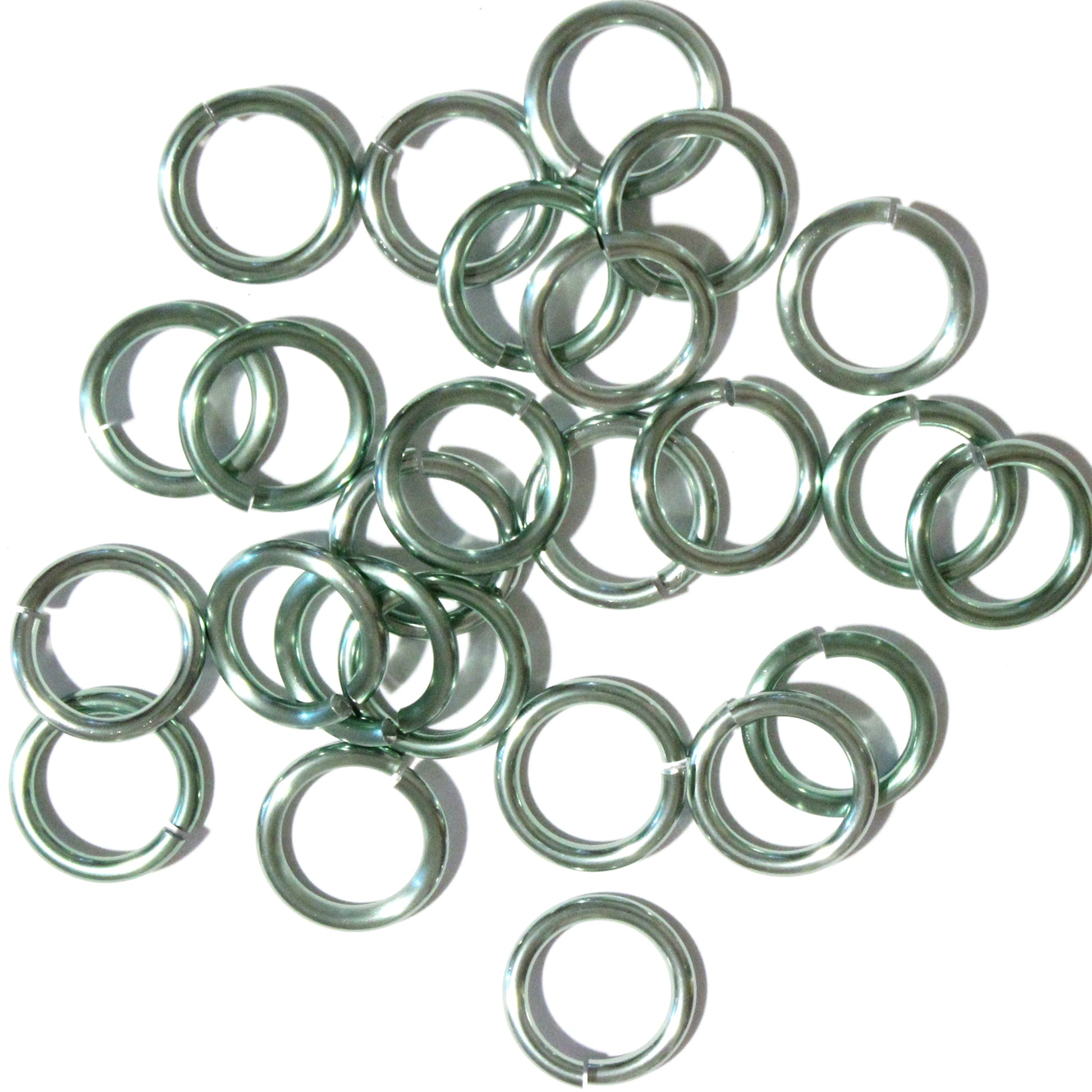 SHINY SEAFOAM GREEN 10mm 12 GA Jump Rings