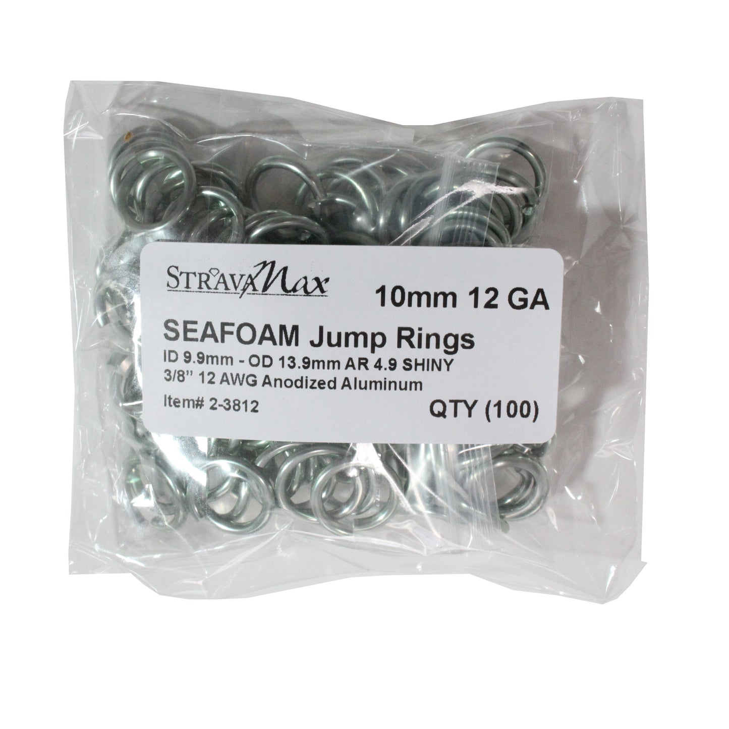 SHINY SEAFOAM GREEN 10mm 12 GA Jump Rings / 100 Pack